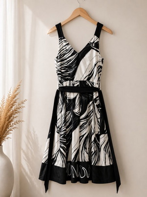 Sfizio dress like new black and white elegant with belt