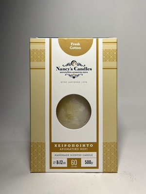 Nancy's Candles Fresh Cotton handmade paraffin wax candle, 60hr burn time