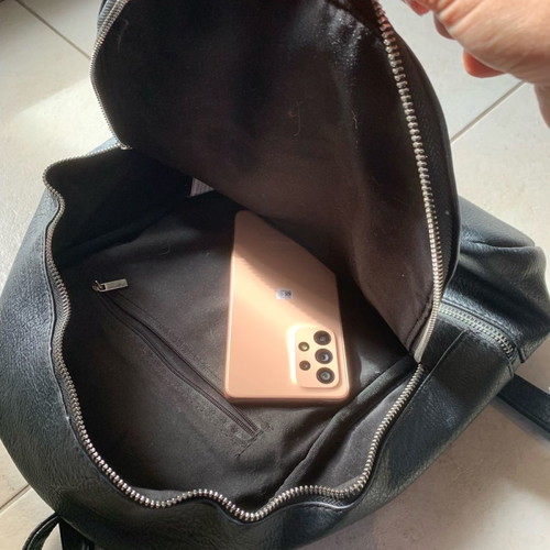 Black backpack used with 2 external and 1 internal pocket