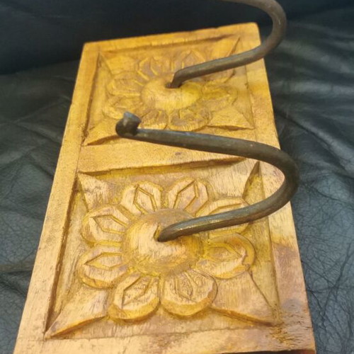 Handmade carved wooden wall hanger new from India