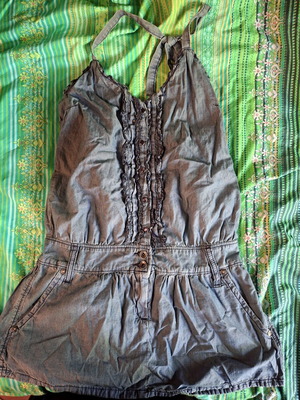 Denim romper XS with open back, boho Y2K style, like new