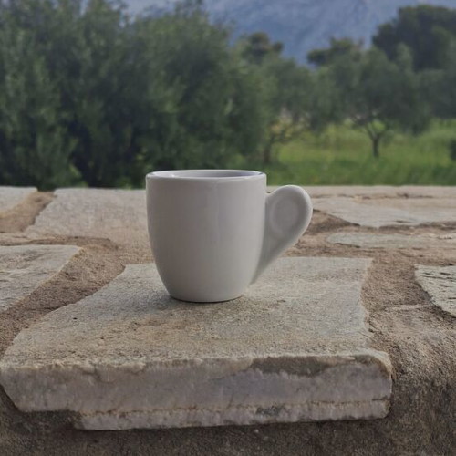 Ionia Hellas vintage espresso cups set of 6, white porcelain