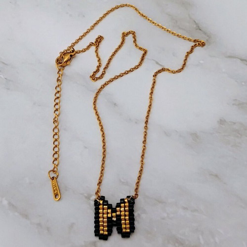 Handmade monogram necklace with Miyuki beads