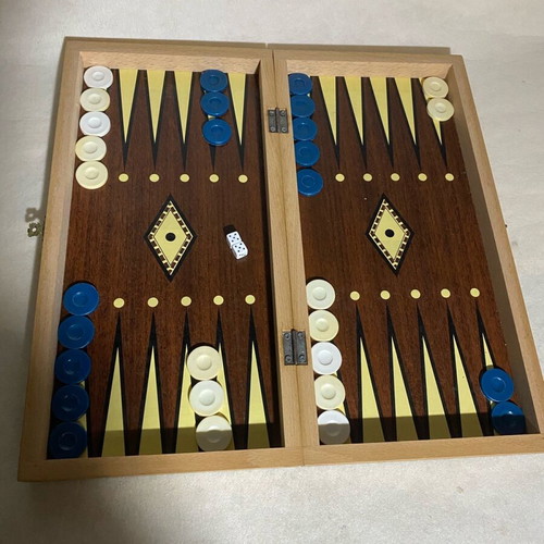 Wooden backgammon used 19x38 cm complete