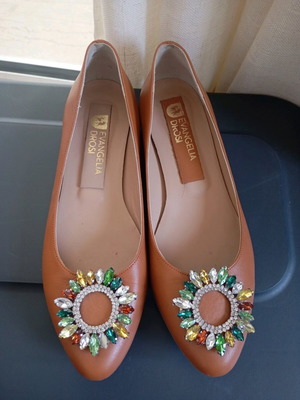 Evangelia Drosi leather tan ballerinas like new