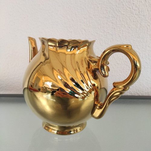 Porcelain tea set used, gilded, 5 pieces
