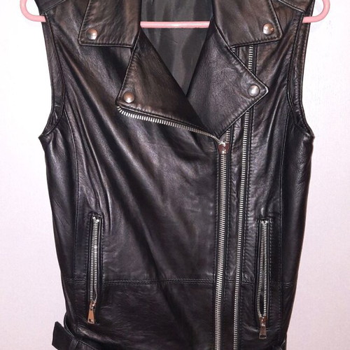 Rossodisera leather sleeveless vest like new, size S, black