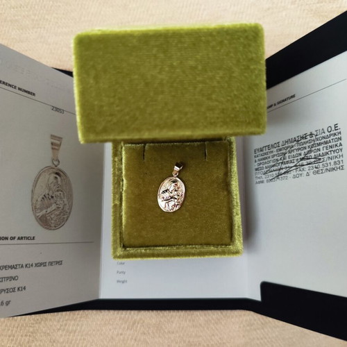 Gold K14 Pendant Panagia Vrefokratousa new