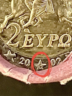 2ευρα νομίσματα 2002 S σε επίσημο ρολό 25 τεμαχίων άθικτα