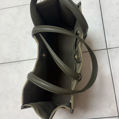Zara viral Mock Croc canvas shoulder tote bag, khaki olive green