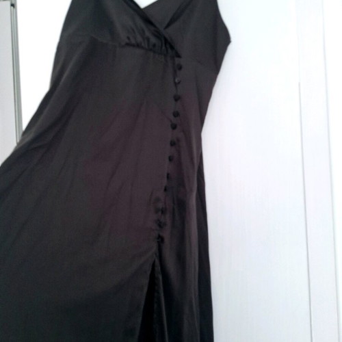 Satin maxi dress with side slit, new, Pink Woman, black, size S