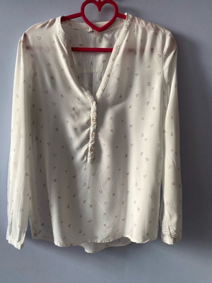Espirit blouse size 40 like new, with hearts, white