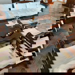  Χειροποίητο σαλόνι με τετραθέσιο καναπέ, 3 πολυθρόνες, 2 σκαμπό και τραπεζάκι με τζαμι