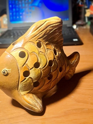 Vintage ceramic fish decoration used, candle holder