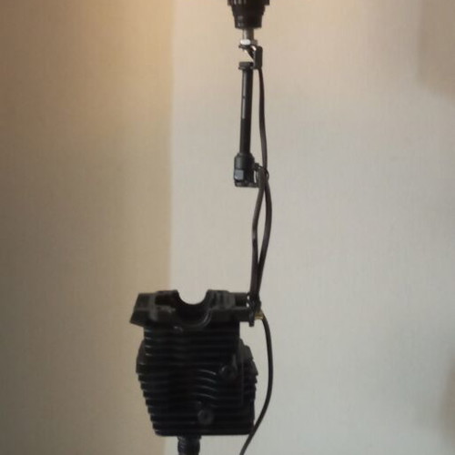 Handmade industrial style desk lamp from chainsaw motor, new
