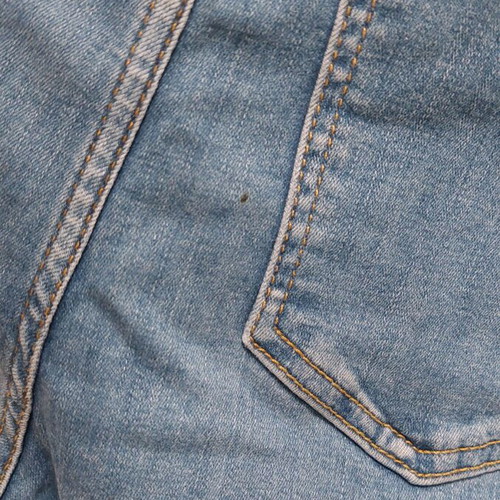 Forever 21 blue high-waisted crop flare jeans used with yellow seams