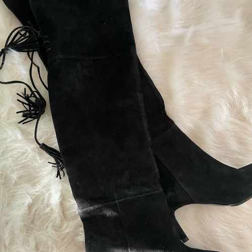 Nine West black suede high boots like new, size 37.5-38