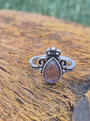 Amethyst Silver Plated Adjustable Ring