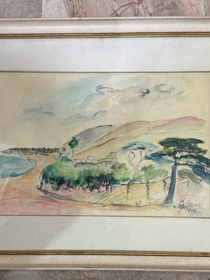 Πίνακας ζωγραφικής ακουαρέλα Τζούλιου Καΐμη σαν καινούργιος