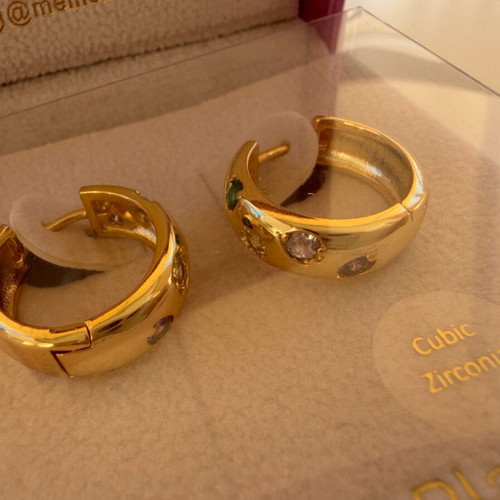 Meme London Golden Burst 18K Gold Plated Earrings with Cubic Zirconia new multicolor
