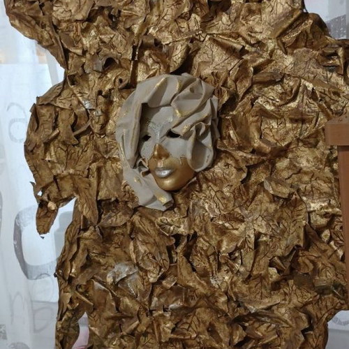 Decorative handmade painting used, height 1 meter, width 80 centimeters