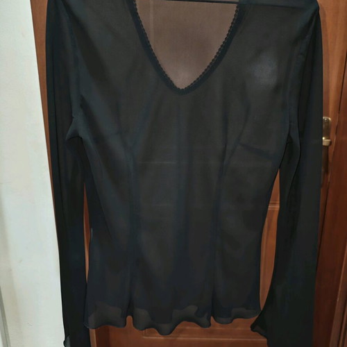 Toi&Moi transparent long-sleeve top like new, black, size L