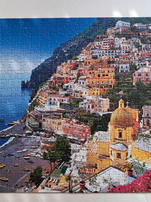 Positano Italy puzzle 500 pieces like new, glued ready to frame