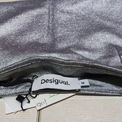 Desigual London Metallic Mini Skirt new, medium size, gray silver