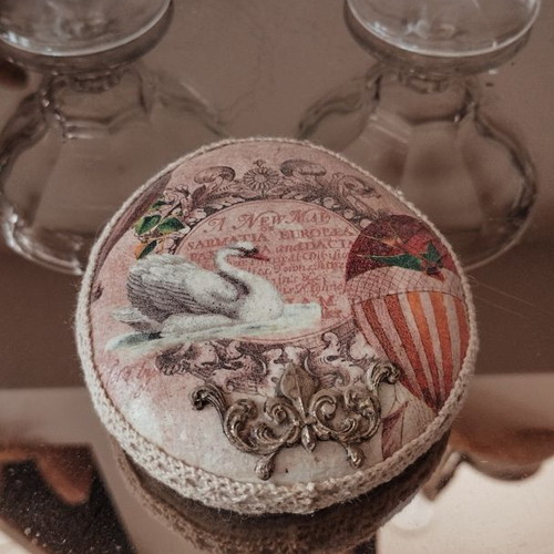 Decoupage decorative stone with clay element new