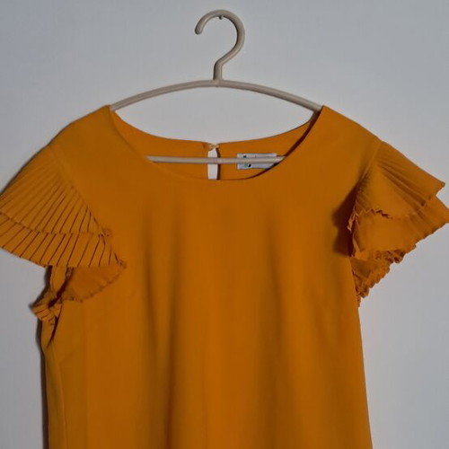 Blouse with Pleated Sleeves new, mustard color