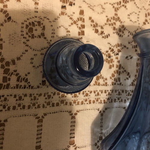 Vintage Italian Empoli Blue Cobalt Glass Liqueur Decanter like new