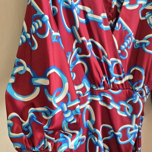 Zara dress new, burgundy with blue, size S-M