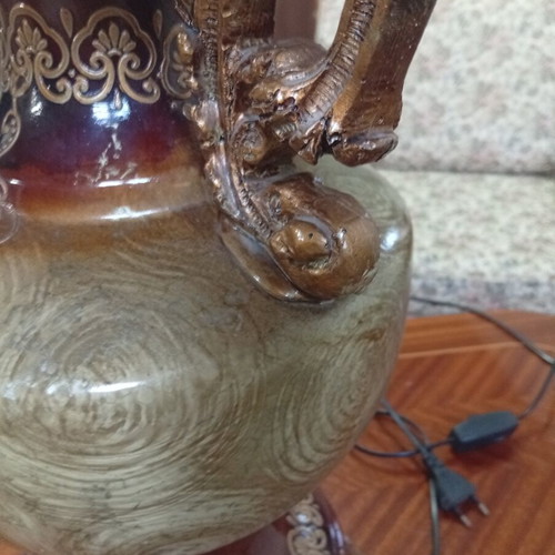 Vintage porcelain table lamp with amphora base