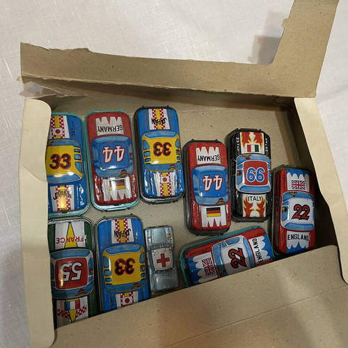 Vintage Racing Toy Cars used with box, Japanese friction powered