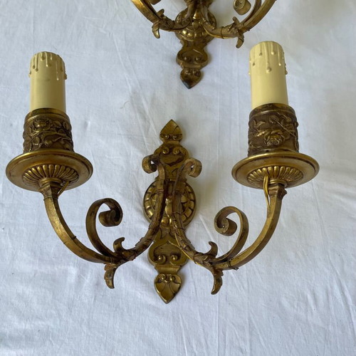 Antique wall lights used, set of 2