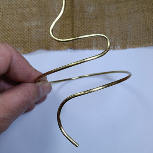 Bracelet handmade, new, gold color, solid brass, hammered snake design