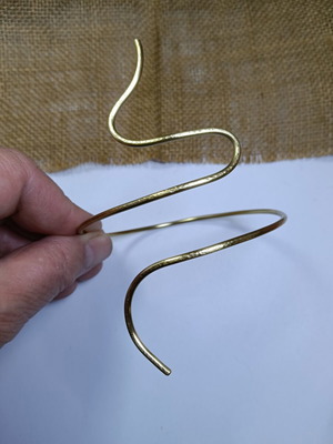 Bracelet handmade, new, gold color, solid brass, hammered snake design