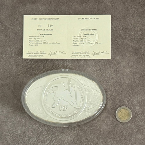 Rugby World Cup 2007 Silver Coin 50 Euro New, Limited Edition