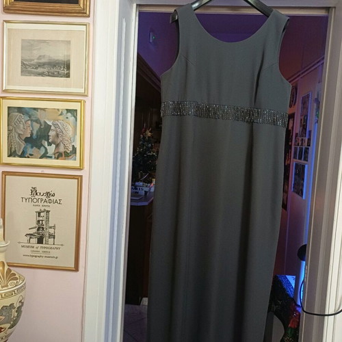Set dress with tunic new, gray, size 56, long elegant