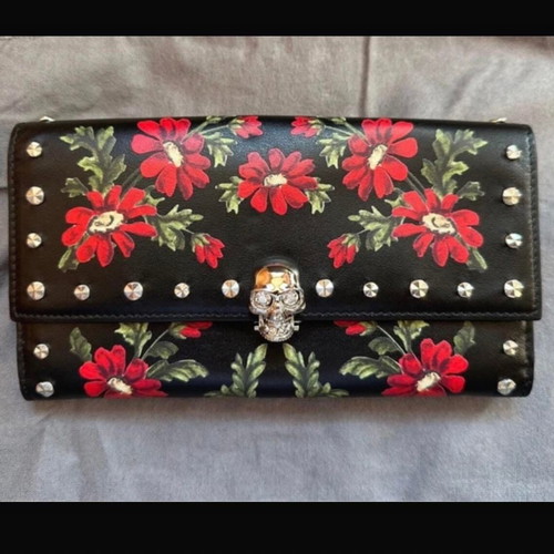 Alexander McQueen wallet like new, hand-painted leather, colorful