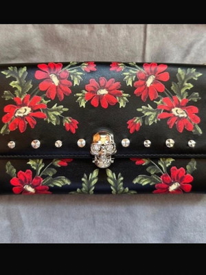 Alexander McQueen wallet like new, hand-painted leather, colorful