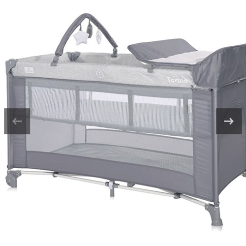 Playpen bed two levels with many compartments and toy, like new