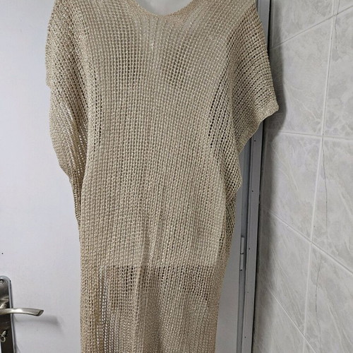 Gold caftan used with unraveling, one size