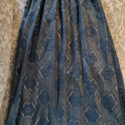 Women's long strapless dress with blue lace like new