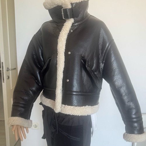 Oversized Shearling Jacket Zara like new, dark brown and beige