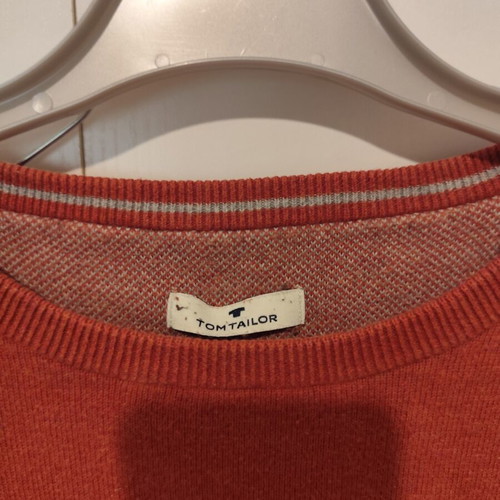 Tom Tailor men's knit sweater, size M, orange/red