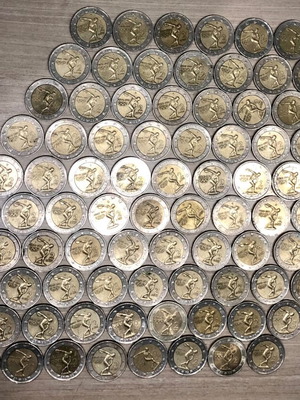 Συλλεκτικά Ολυμπιακά νομίσματα 2 ευρώ μεταχειρισμένα, πακέτο 98, 2004