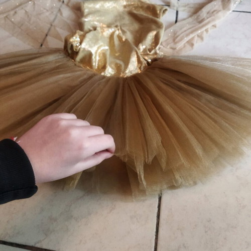 Gold rhythmic gymnastics leotard like new with skirt and sleeves