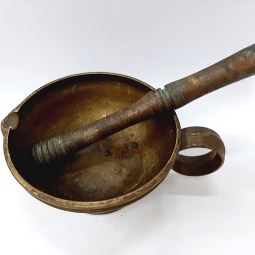 Antique bronze mortar and pestle used, late 19th century, pharmaceutical type