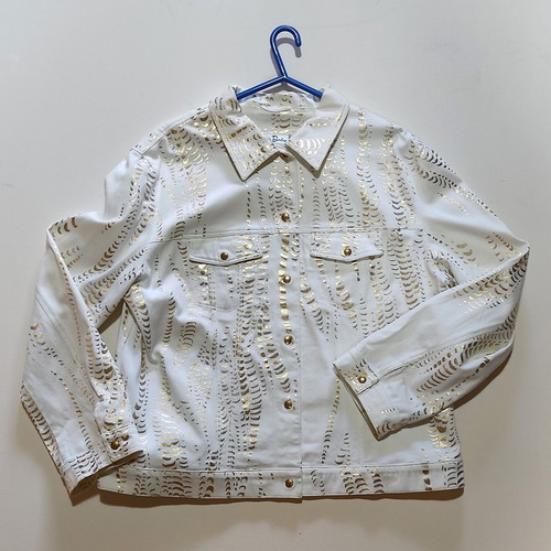 Betty Barclay jacket white with gold prints XL like new